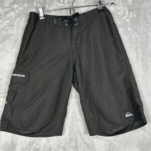 Quiksilver Black Swim Trunks Mens Size 27 Surf Board Shorts Drawstring